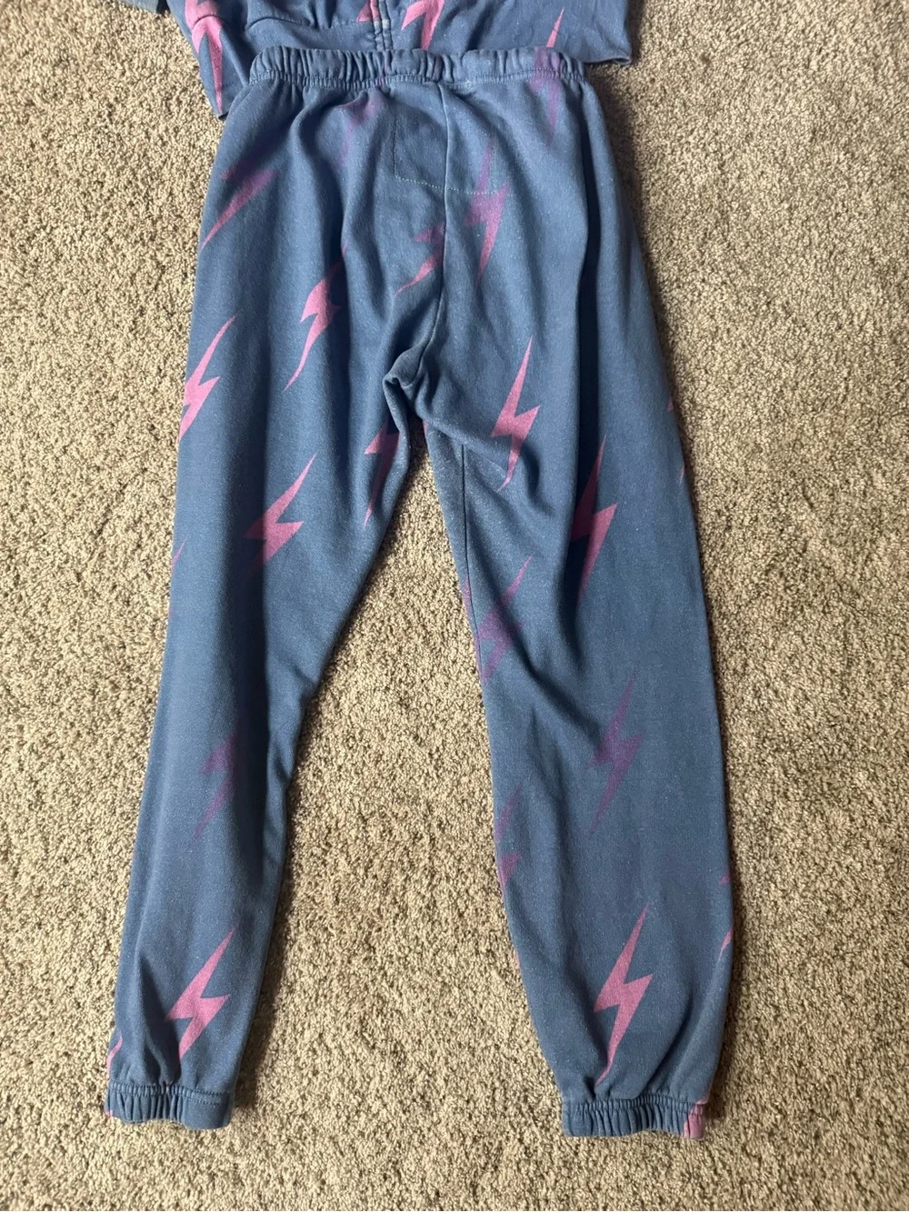 Aviator Nation Blue Hoodie & Jogger Set with Pink Lightning Bolts